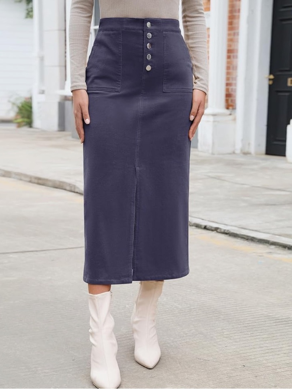 NWT luvamia Corduroy High-Waist Midi Skirt XL T13